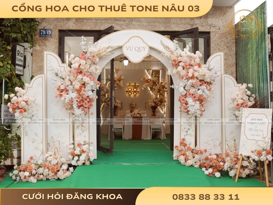 Cổng hoa cho thuê tone nâu 03