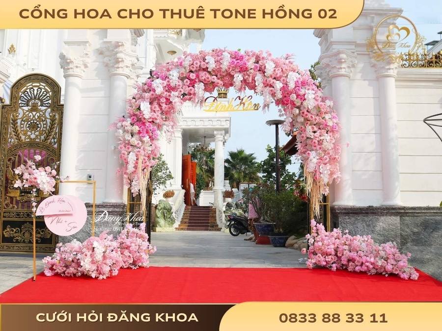 Cổng hoa cho thuê tone hồng 02