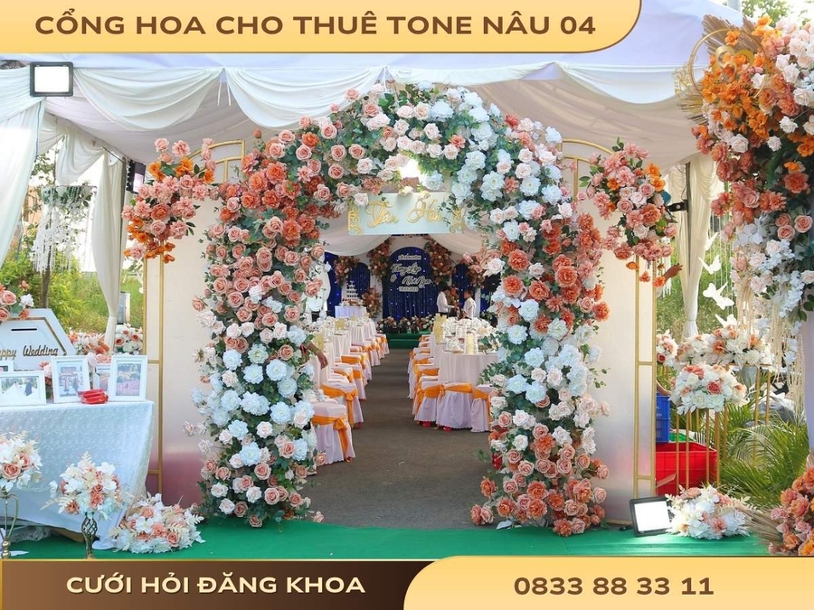 Cổng hoa cho thuê tone nâu 04