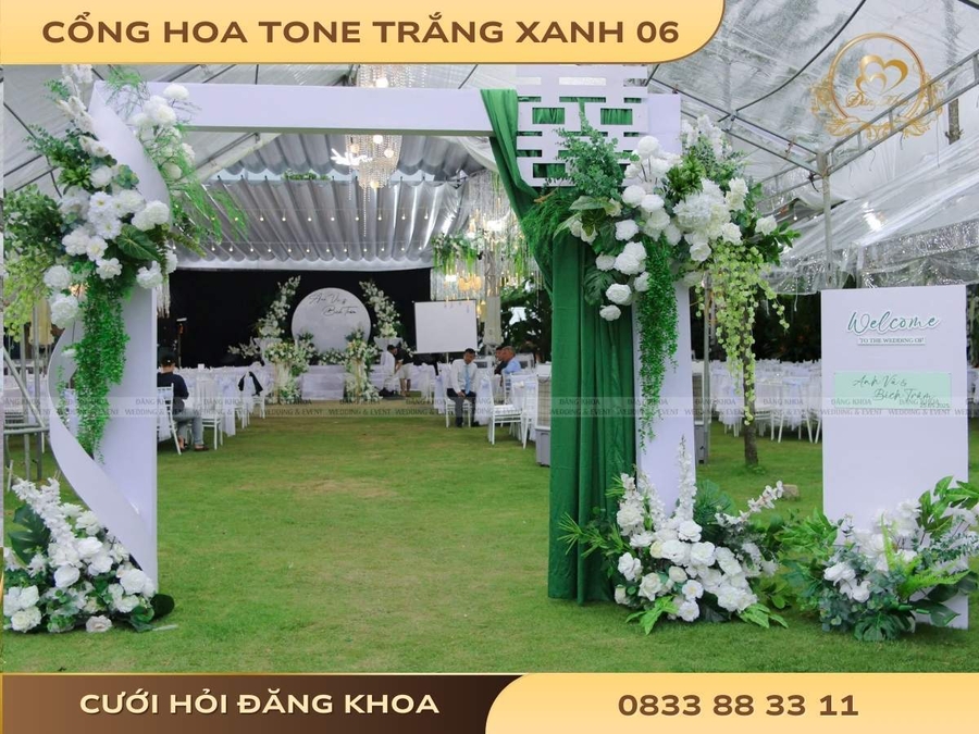 Cổng hoa tone trắng xanh 06