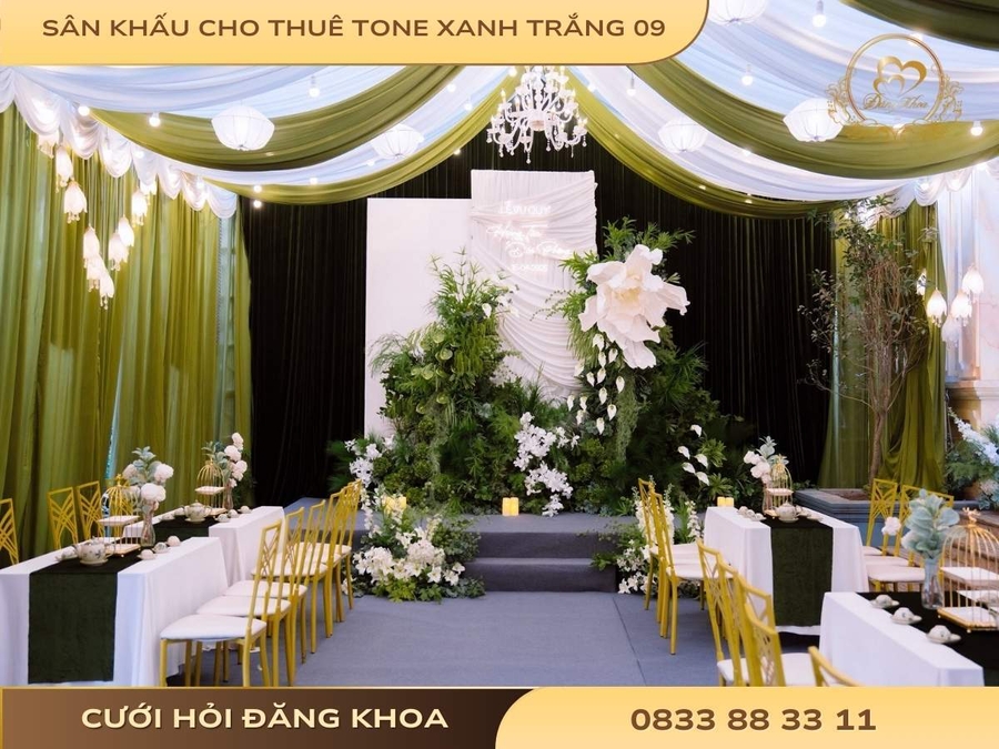 Sân khấu cho thuê tone xanh trắng 09