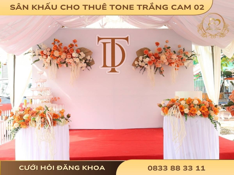 Sân khấu cho thuê tone trắng cam 02