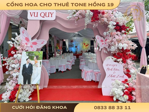 Cổng hoa cho thuê tone hồng 19