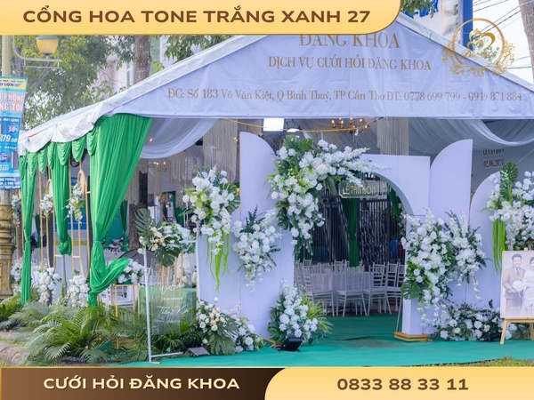 Cổng hoa tone trắng xanh 27