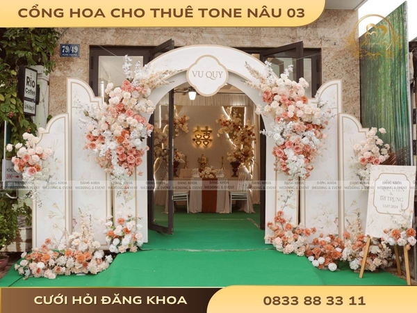 Cổng hoa cho thuê tone nâu 03