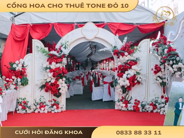 Cổng hoa cho thuê tone đỏ 10