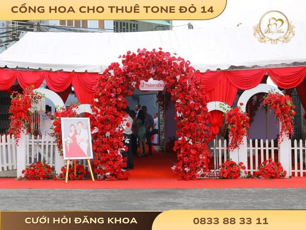 Cổng hoa cho thuê tone đỏ 14