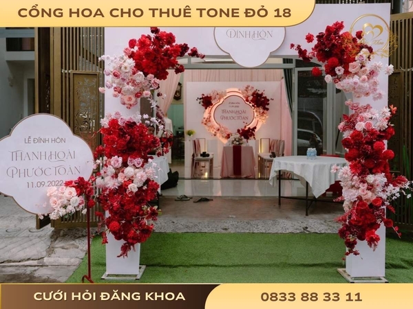 Cổng hoa cho thuê tone đỏ 18