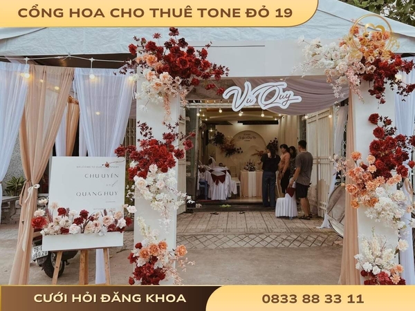 Cổng hoa cho thuê tone đỏ 19