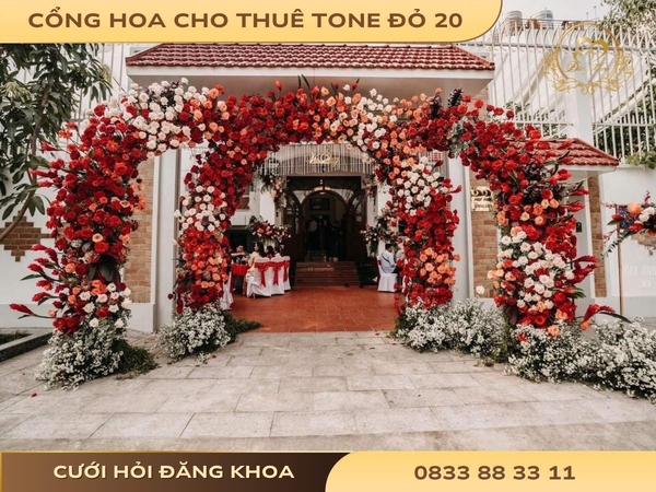 Cổng hoa cho thuê tone đỏ 20