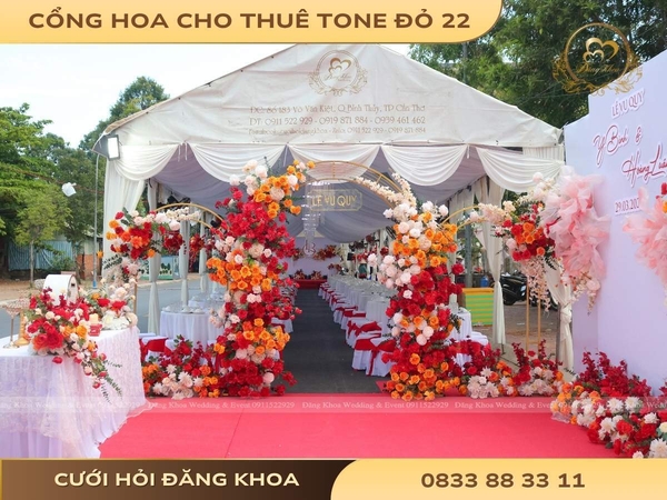 Cổng hoa cho thuê tone đỏ 22