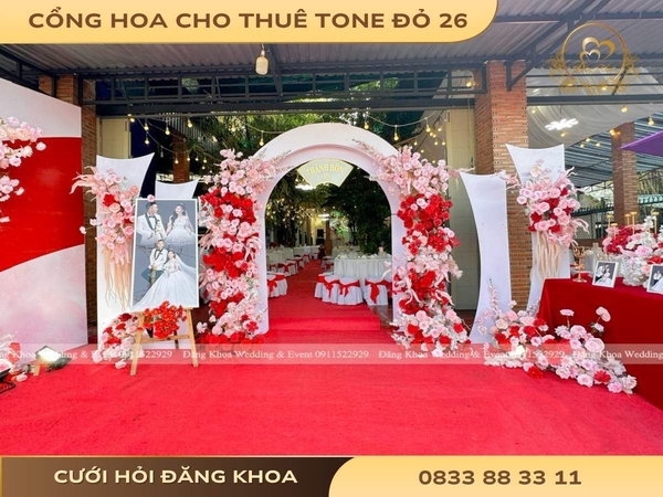 Cổng hoa cho thuê tone đỏ 26