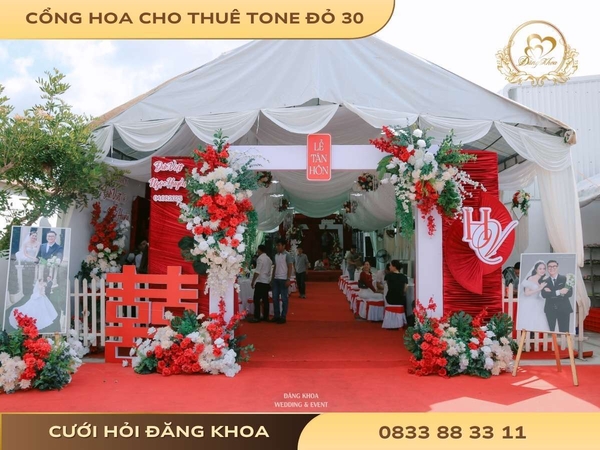 Cổng hoa cho thuê tone đỏ 30
