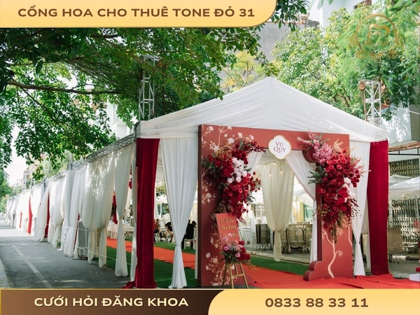 Cổng hoa cho thuê tone đỏ 31
