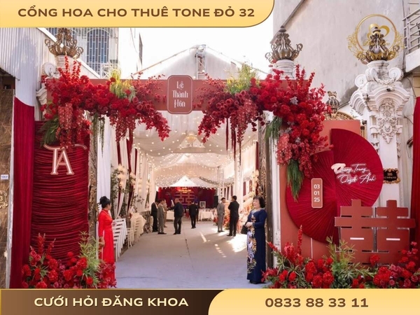 Cổng hoa cho thuê tone đỏ 32
