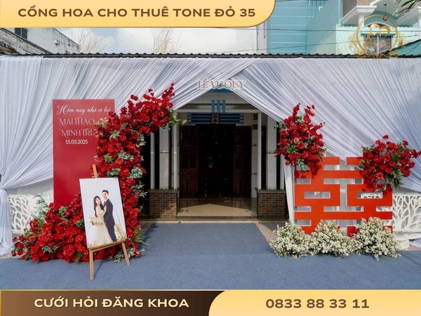 Cổng hoa cho thuê tone đỏ 35