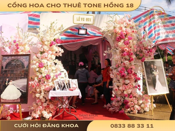 Cổng hoa cho thuê tone hồng 18