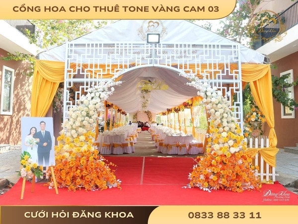 Cổng hoa cho thuê tone vàng cam 03