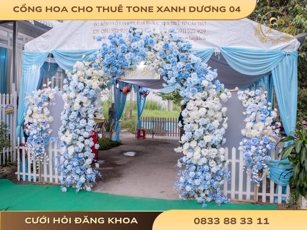 Cổng hoa cho thuê tone xanh dương 04
