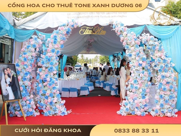 Cổng hoa cho thuê tone xanh dương 06