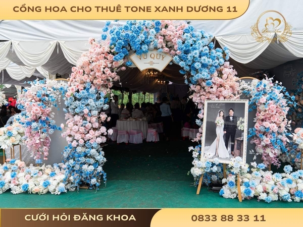 Cổng hoa cho thuê tone xanh dương 11