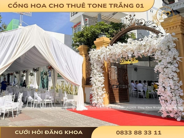 Cổng hoa cho thuê tone trắng 01