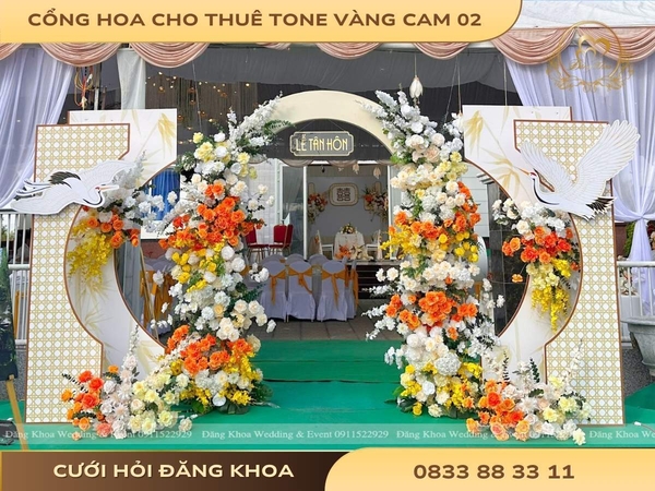 Cổng hoa cho thuê tone vàng cam 02
