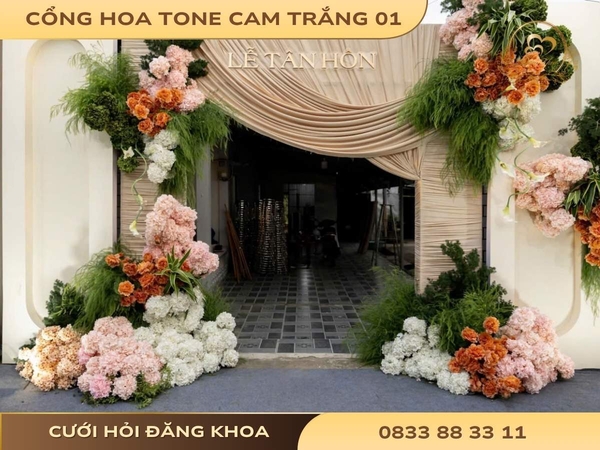 Cổng hoa tone cam trắng 01