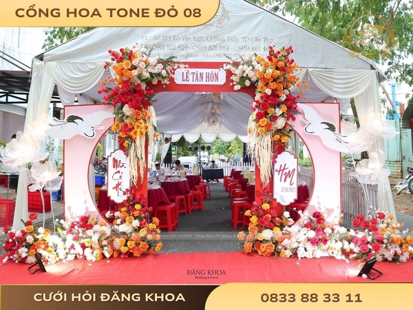 Cổng hoa tone đỏ 08