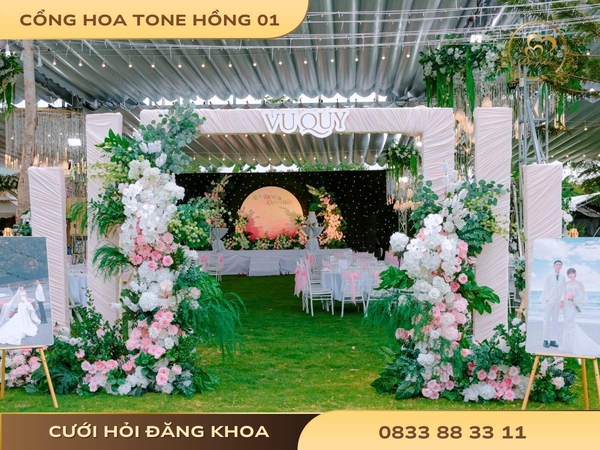 Cổng hoa tone hồng 01