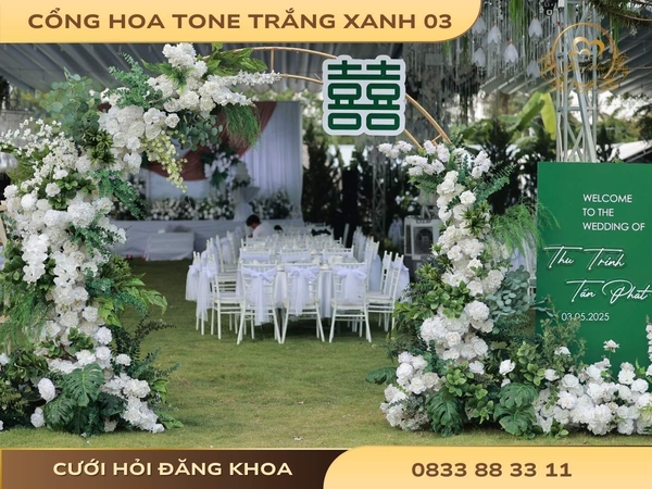 Cổng hoa tone trắng xanh 03