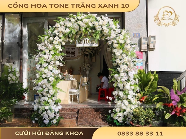 Cổng hoa tone trắng xanh 10