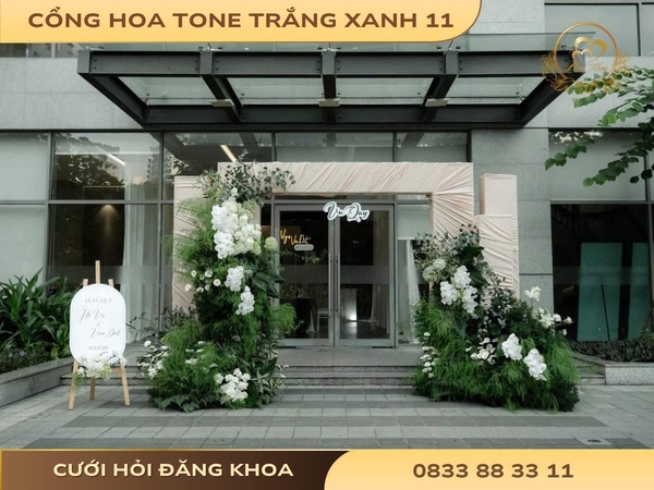 Cổng hoa tone trắng xanh 11