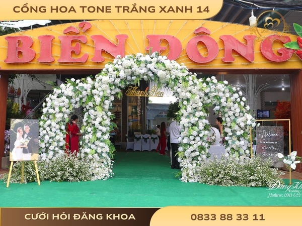 Cổng hoa tone trắng xanh 14