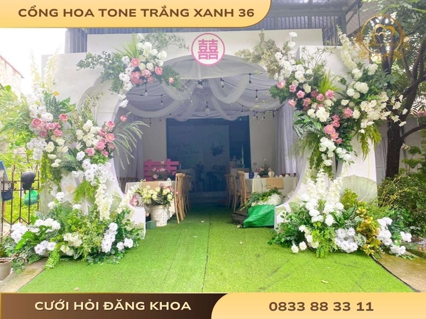 Cổng hoa tone trắng xanh 36