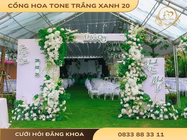 Cổng hoa tone trắng xanh 20