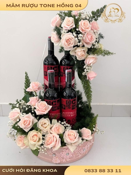 Mâm rượu & hoa tươi tone hồng 04