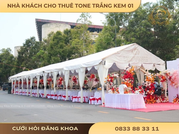 Nhà khách cho thuê tone trắng kem 01