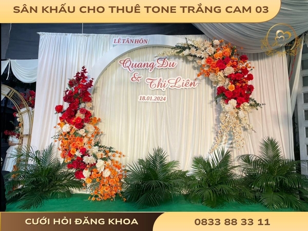 Sân khấu cho thuê tone trắng cam 03