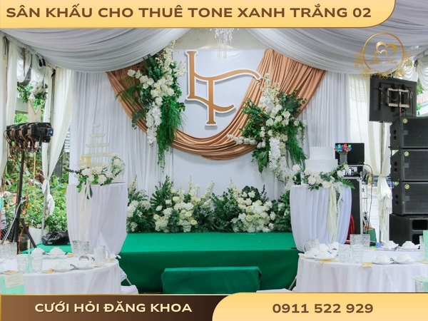 Sân khấu cho thuê tone xanh trắng 02