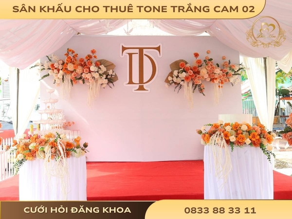 Sân khấu cho thuê tone trắng cam 02