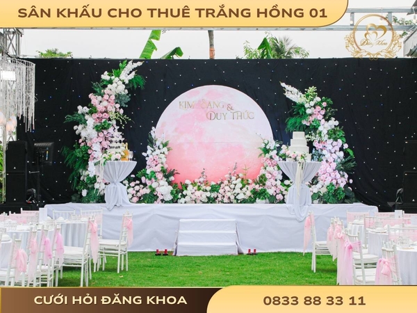 Sân khấu cho thuê tone trắng hồng 01