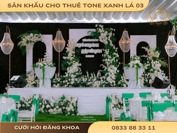 Sân khấu cho thuê tone xanh lá 03