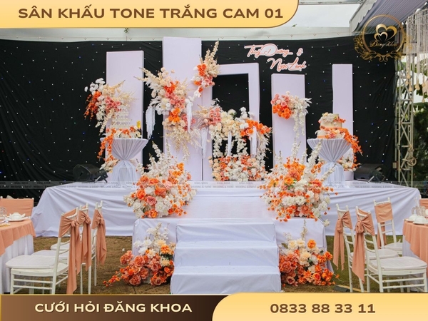 Sân khấu tone trắng cam 01