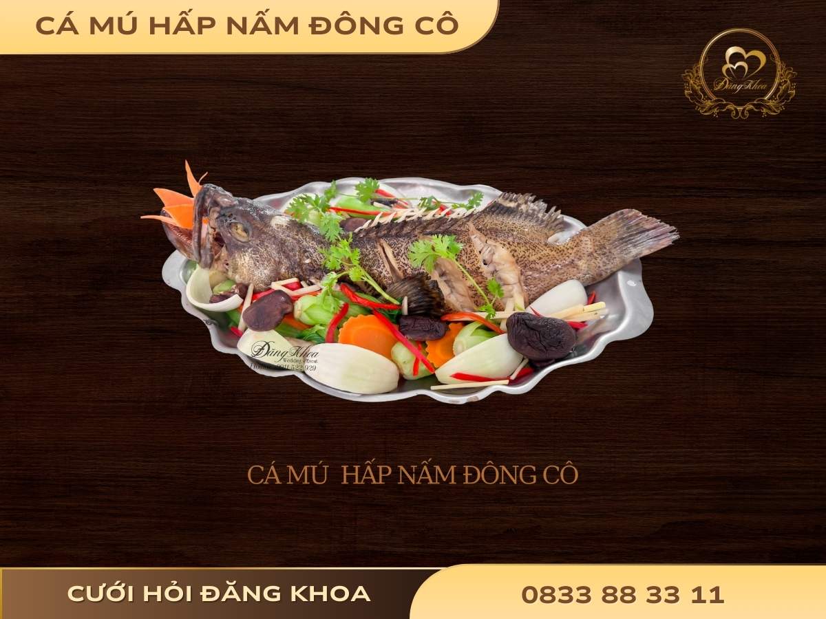 Cá mú hấp nấm đông cô